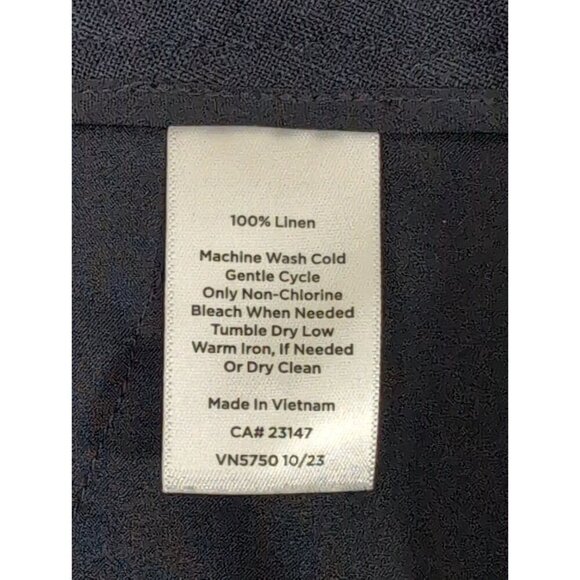 Talbots Greenwich Linen Pant Womens 4 Petite Navy Blue Wide Leg Career Casual - Picture 9 of 12